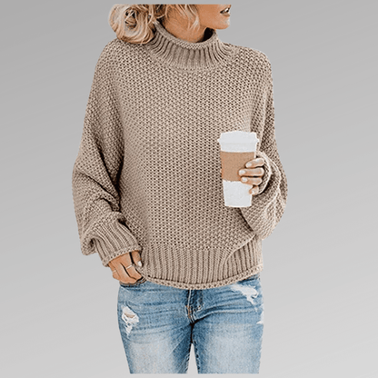 Grobstrick Pullover Mit Hohem Kragen Winter Damen