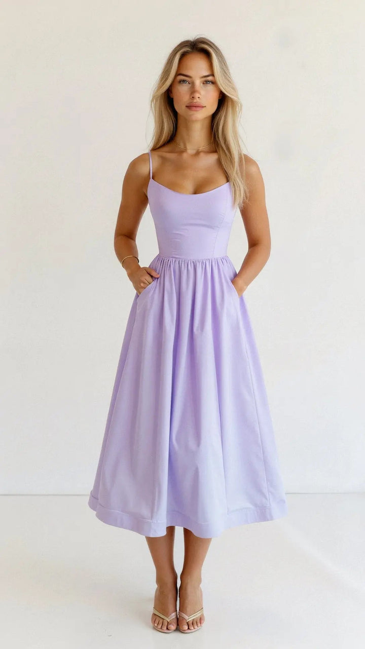 Fließendes ärmelloses Maxikleid mit elegantem Fall für Damen