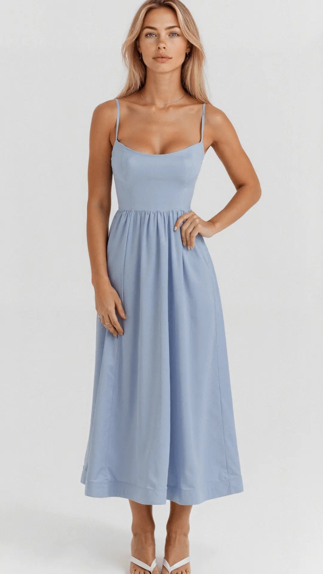 Fließendes ärmelloses Maxikleid mit elegantem Fall für Damen