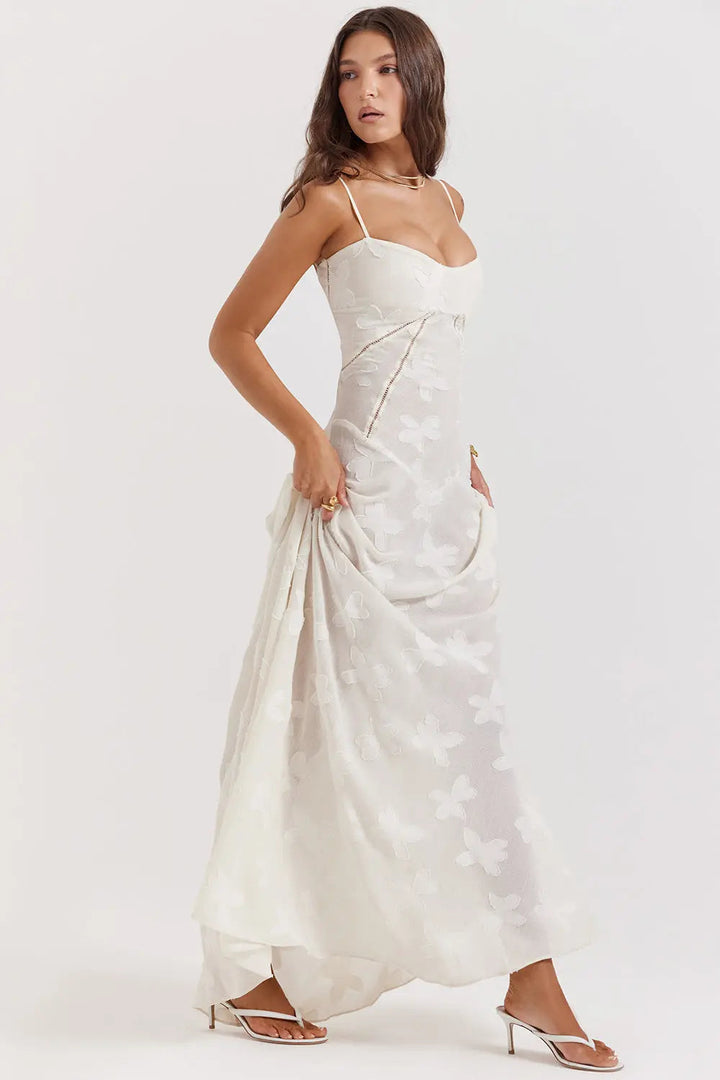 Eng Anliegendes Elegantes Maxikleid mit Rückenschnürung für Damen