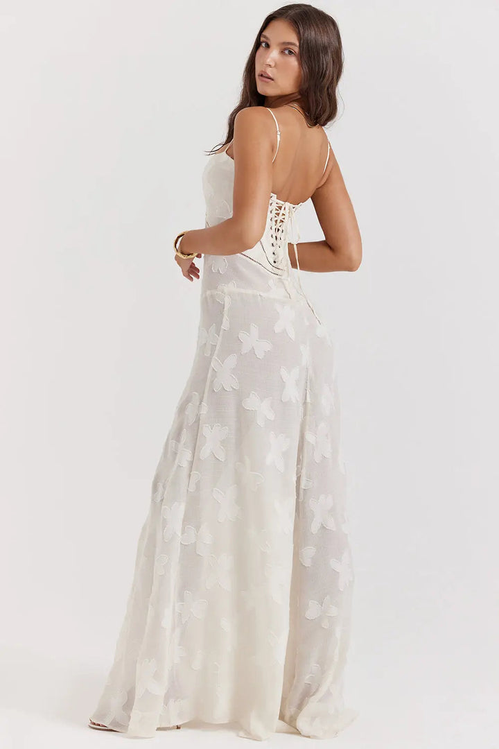 Eng Anliegendes Elegantes Maxikleid mit Rückenschnürung für Damen