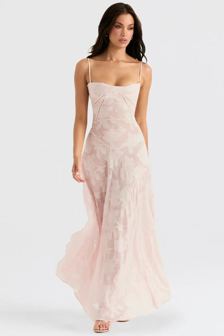 Eng Anliegendes Elegantes Maxikleid mit Rückenschnürung für Damen