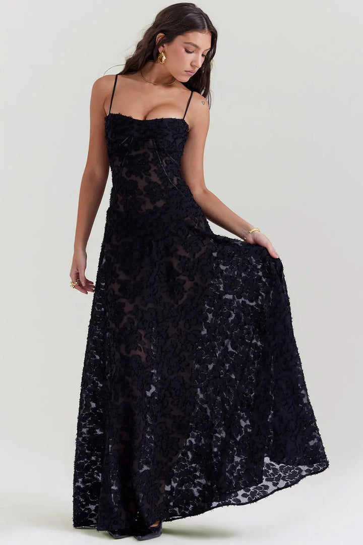 Eng Anliegendes Elegantes Maxikleid mit Rückenschnürung für Damen
