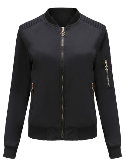 Bomberjacke Winter Klassischer Zip-Up Freizeitlook Damen