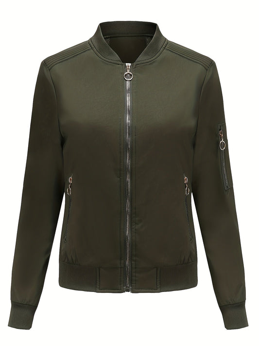 Bomberjacke Winter Klassischer Zip-Up Freizeitlook Damen