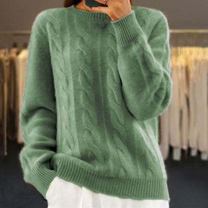 Strickpullover Mit Zopfstrick Und Lockerem Schnitt Für Damen