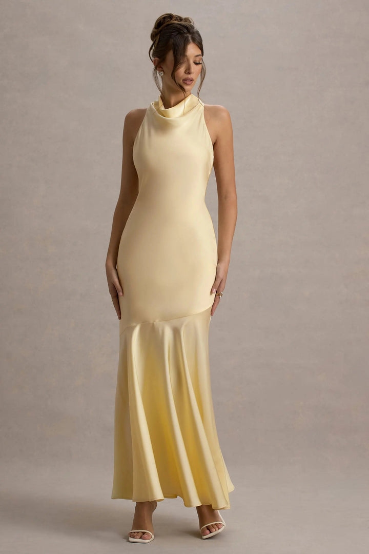 Rückenfreies Formales Kleid Mit Langem Drapiertem Rockstil Für Damen