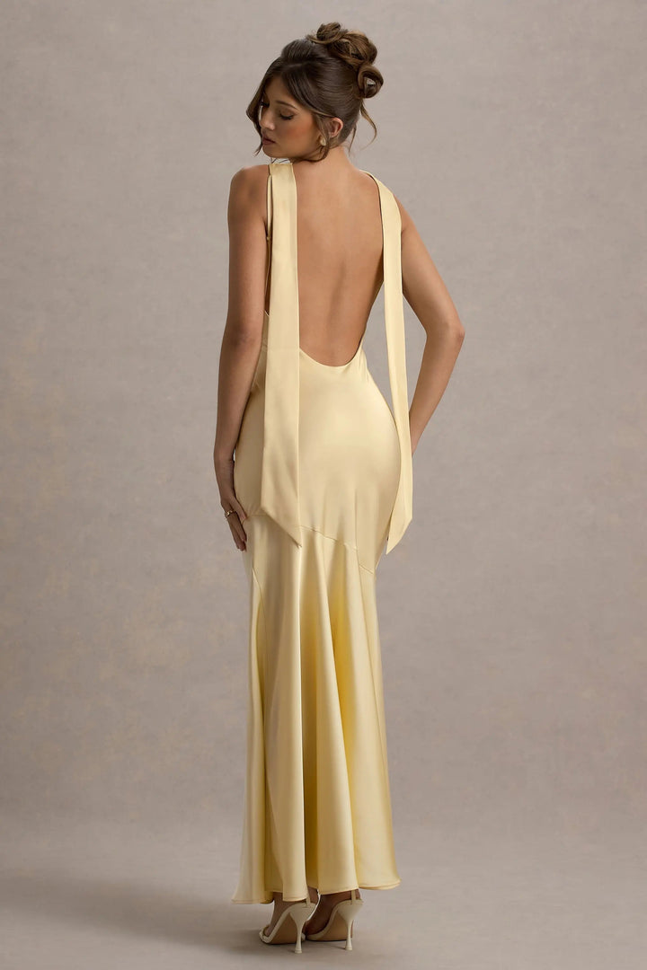Rückenfreies Formales Kleid Mit Langem Drapiertem Rockstil Für Damen