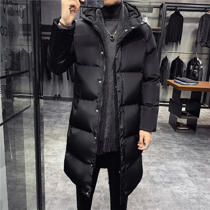Herren Langer Steppmantel Mit Hohem Kragen Design