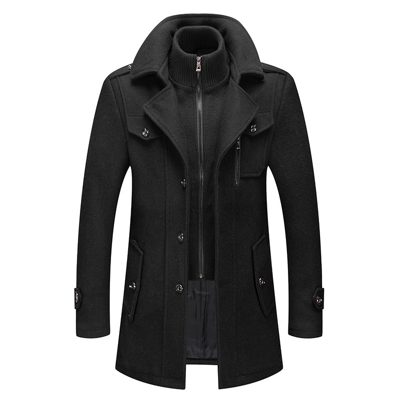 Herren Winter Strukturierter Langer Mantel
