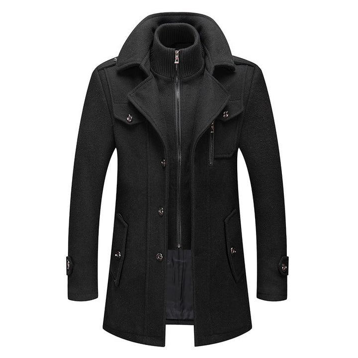 Herren Winter Strukturierter Langer Mantel
