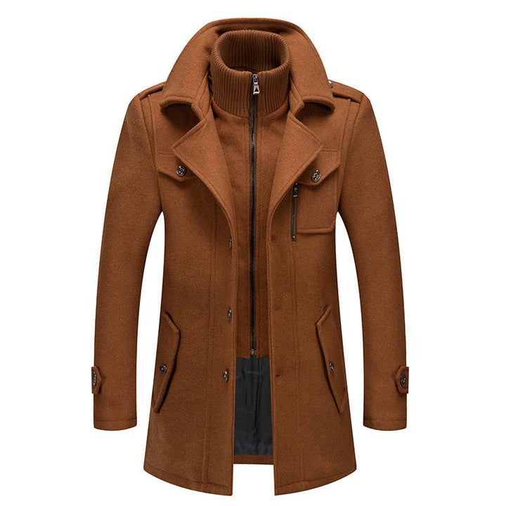 Herren Winter Strukturierter Langer Mantel