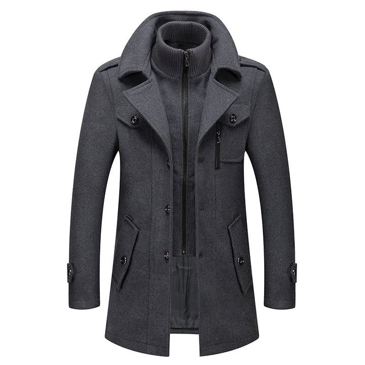 Herren Winter Strukturierter Langer Mantel