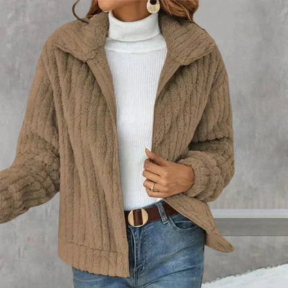 Kunstpelzjacke mit Reißverschluss Winter Damen