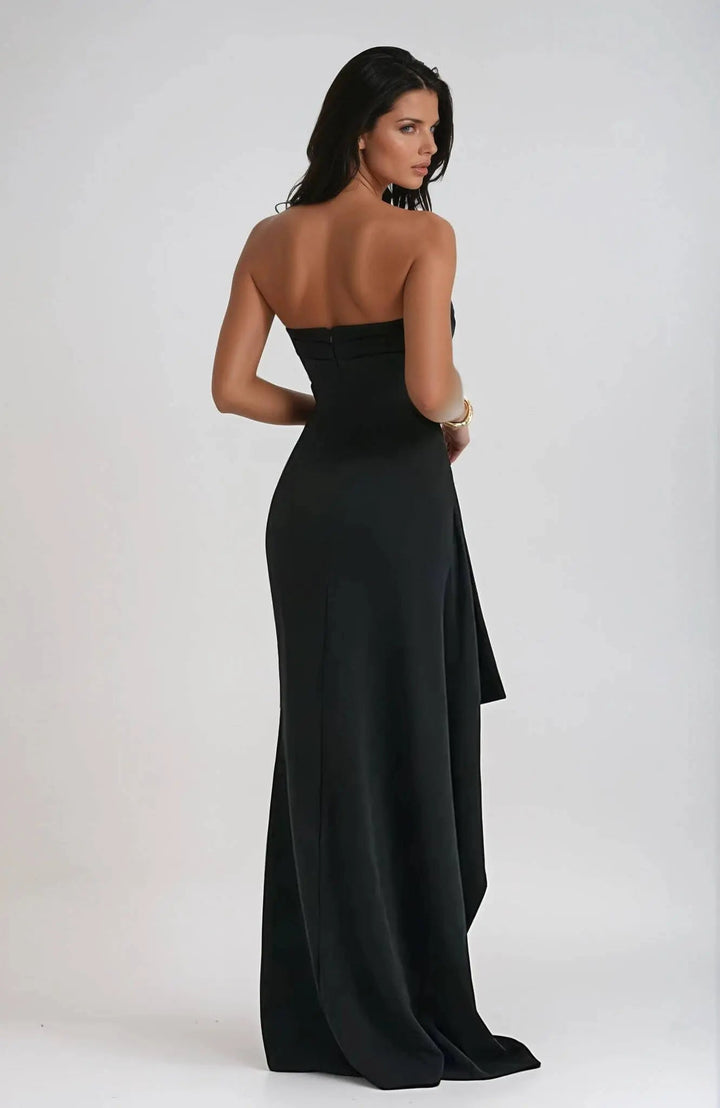 Schulterfreies Kleid mit Gerafftem Oberteil und Schlitz für Damen