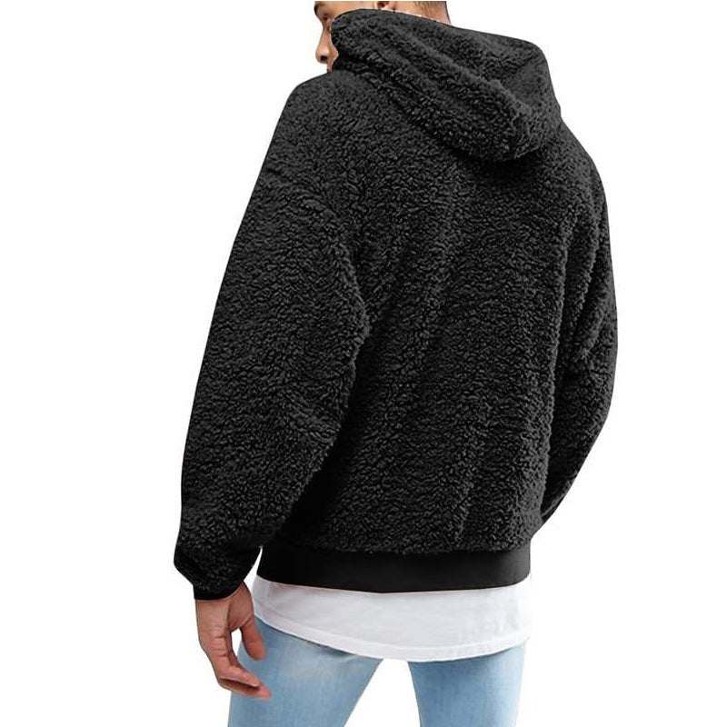 Herren Warmer Winter Rollkragen Teddy Hoodie